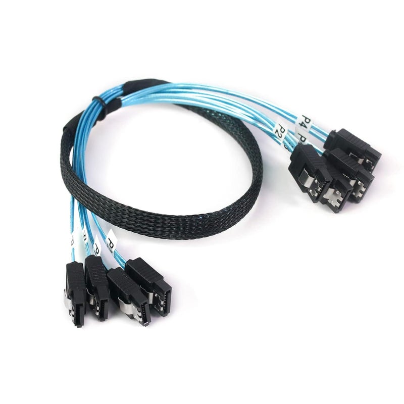 ADCAUDX SATA-III Cable:0.5M, 4Pcs/Set Thin SATA 6Gbps HDD SSD Data-Cable Bundled Replacement for Server Bitcoin Computer SSD HDD CD DVD Drives Raid(1.6FT) - Image 1